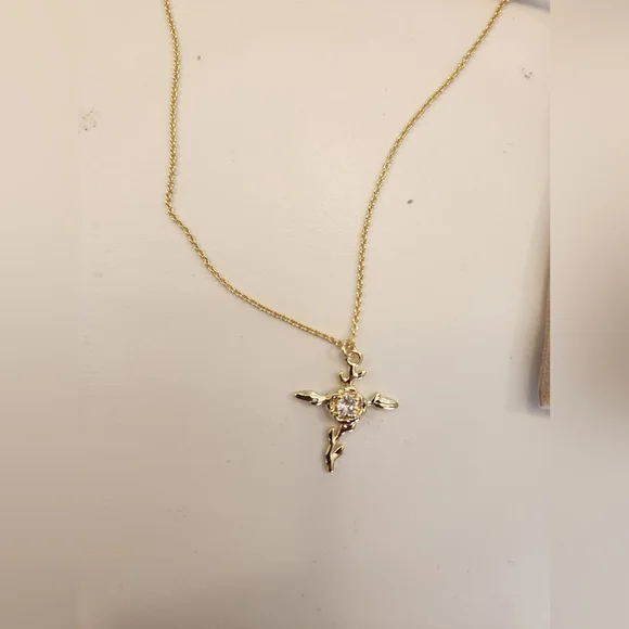 NWT UNCOMMON JAMES Rose Cross Pendant Necklace - Picture 2 of 6